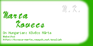 marta kovecs business card